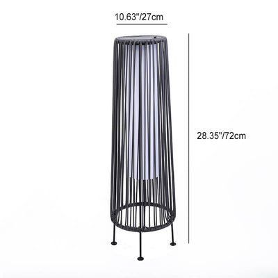 Moderno Shabby Chic Solar Redondo Trapezoidal Hierro Ratán Mimbre LED Luz Exterior Para Patio Exterior 