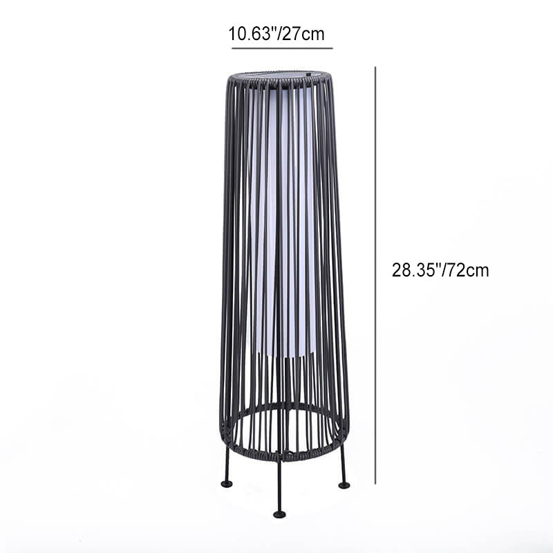 Moderno Shabby Chic Solar Redondo Trapezoidal Hierro Ratán Mimbre LED Luz Exterior Para Patio Exterior 