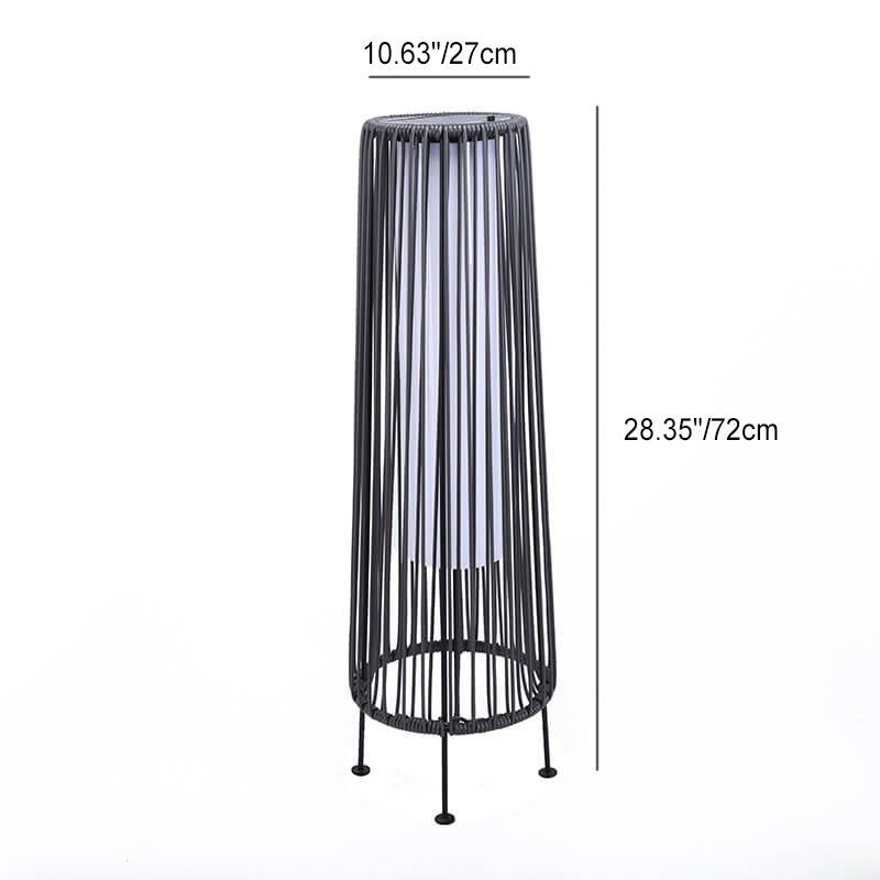 Modern Shabby Chic Solar Round Trapezoidal Iron Rattan Wicker LED Outdoor Light For Outdoor Patio