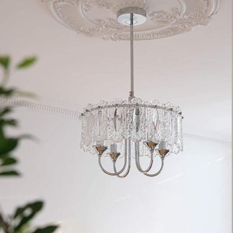 Porte-bougie rond en verre et fer traditionnel français 4/5/6 Lumières Lustres pour chambre 