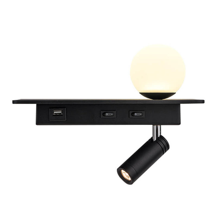 Moderne Schwarz-Weiß-Einzelfarbe mit USB-Anschluss Eisen-LED-Strahler Wandleuchte 