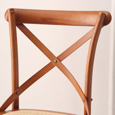 Dossier de chaise de salle à manger en rotin tissé rustique traditionnel en bois éponge rond rectangulaire 