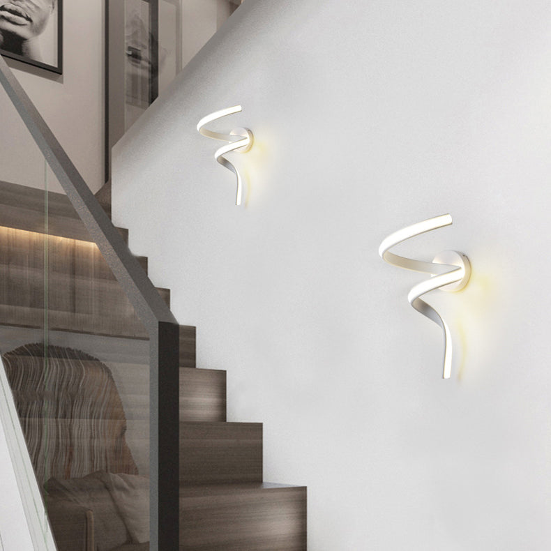 Zeitgenössische kreative Spirale Eisen Aluminium Silikon LED Wandleuchte Lampe für Wohnzimmer 