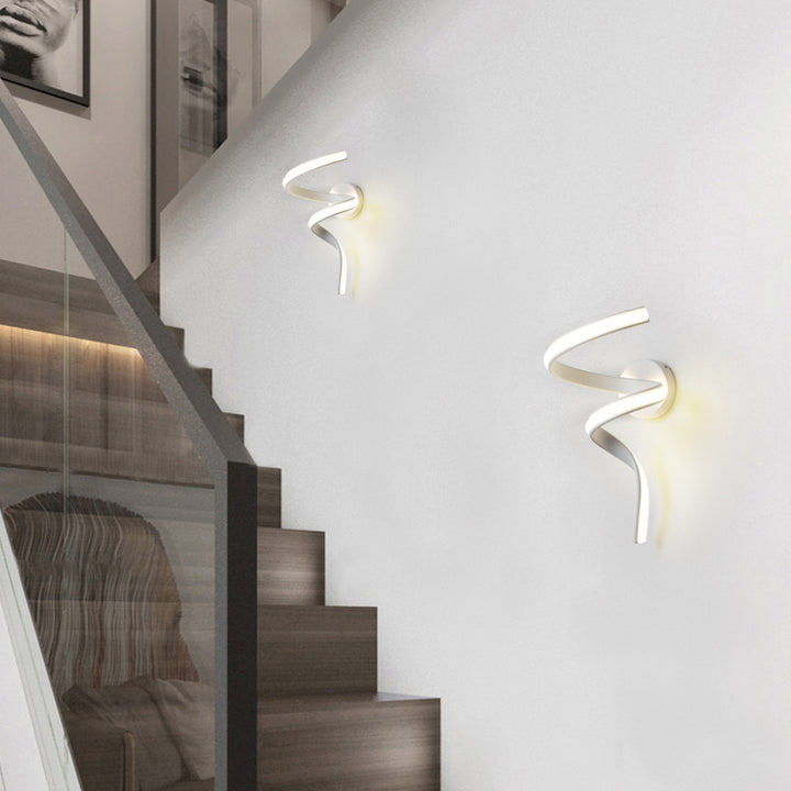 Zeitgenössische kreative Spirale Eisen Aluminium Silikon LED Wandleuchte Lampe für Wohnzimmer 