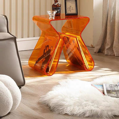 Table d'appoint en PMMA incurvé irrégulier de simplicité moderne pour chambre 