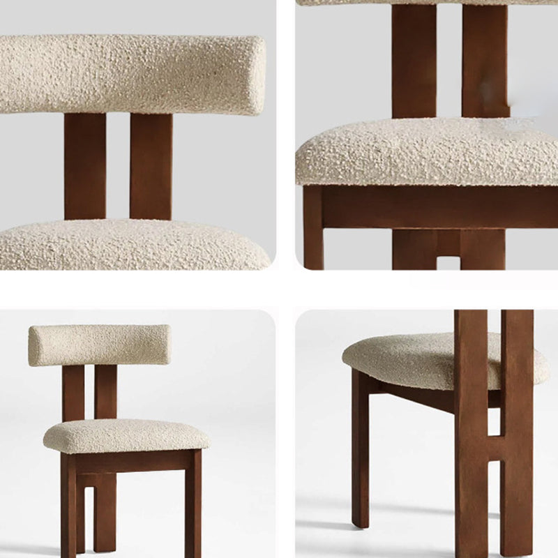 Chaise de salle à manger contemporaine scandinave semi-ronde en bois massif avec dossier en éponge à haute résilience en laine d&