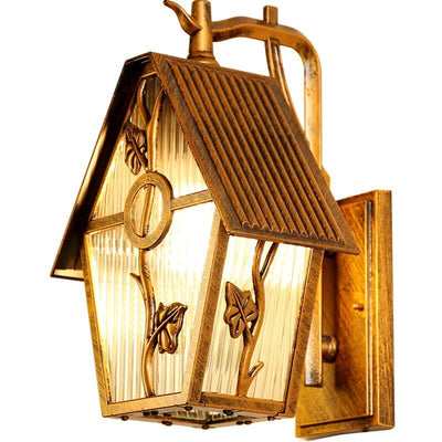 Applique murale extérieure rétro en aluminium étanche avec verre dépoli et 1 lumière 