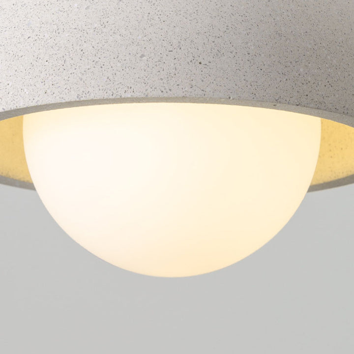 Contemporary Scandinavian Cement Dome Glass Shade 1-Light Pendant Light For Bedroom