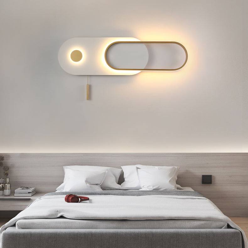Moderne minimalistische ovale Eisen Acryl LED Wandleuchte Lampe für Schlafzimmer 
