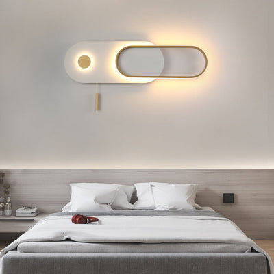 Moderne minimalistische ovale Eisen Acryl LED Wandleuchte Lampe für Schlafzimmer 