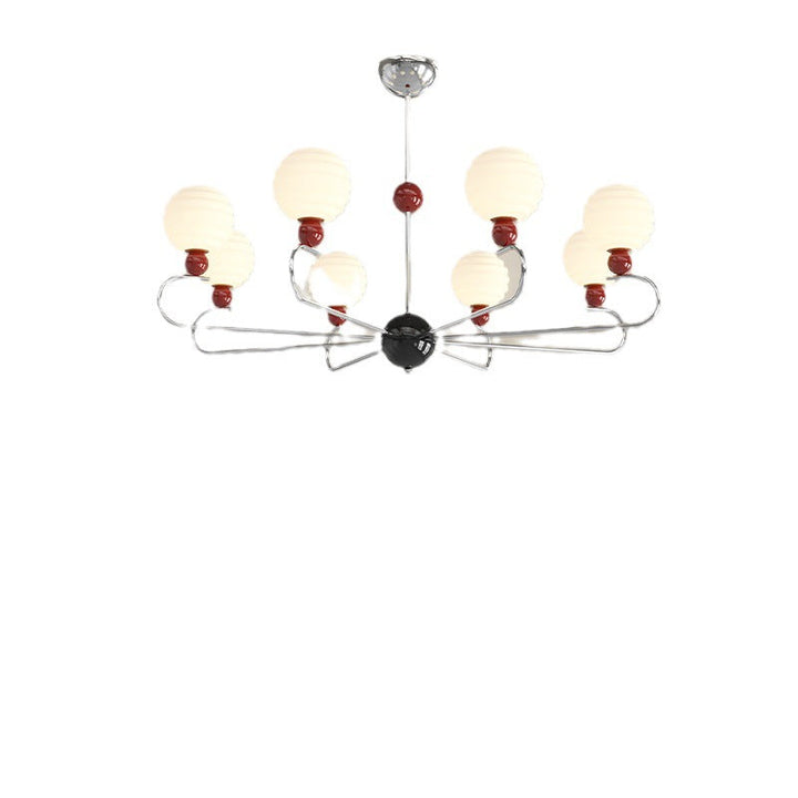 Chandelier contemporain nordique avec abat-jour en verre en forme de haricot magique et cadre en fer à 5/8 lumières pour salon 