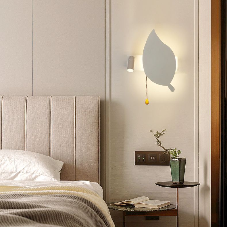 Applique Murale LED en Fer Aluminium Acrylique Feuille Ronde Minimaliste Moderne Pour Salon 