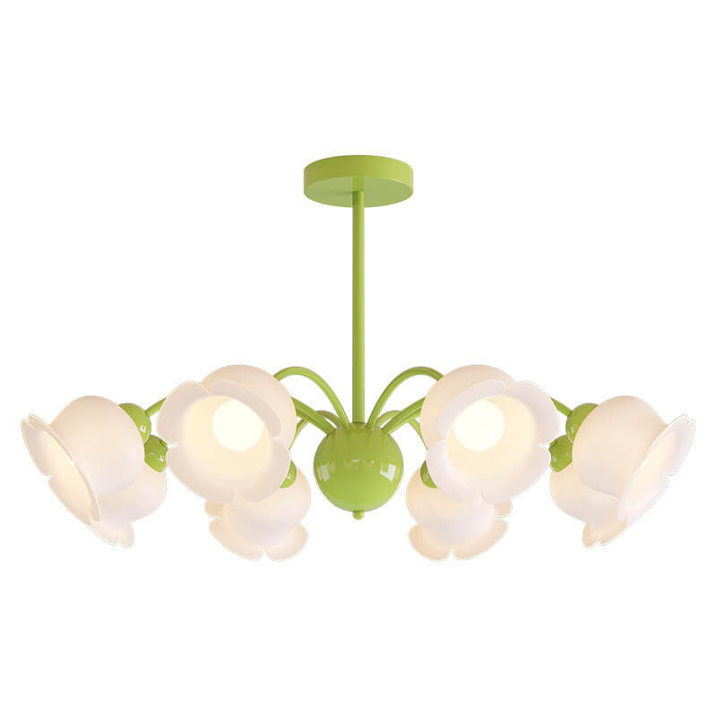 Lámpara de Araña de Flores Acrílicas de Hierro Forjado Francés Tradicional de 3/5/6/8 Luces para Sala de Estar 