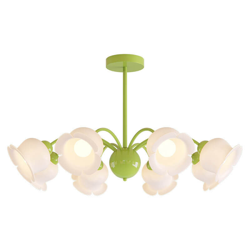 Traditional French Wrought Iron Acrylic Flowers 3/5/6/8-Light Chandelier For Living Room