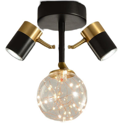 Zeitgenössische nordische Hardware Glas Zylindrische Kugel 1/2/3-Licht Semi-Flush Deckenleuchte für den Eingangsbereich 