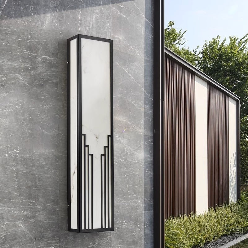 Modern Minimalist Rectangular Stainless Steel Imitation Marble LED Outdoor Wall Sconce Lamp For Garden