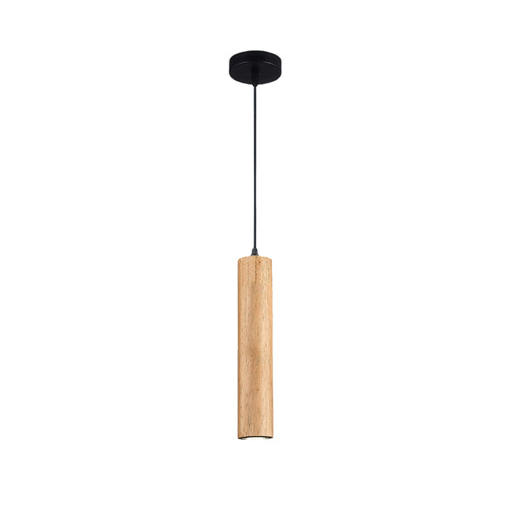 Moderne minimalistische LED-Pendelleuchte aus Eichenholz in Zylinderform für Wohnzimmer &amp; Schlafzimmer 