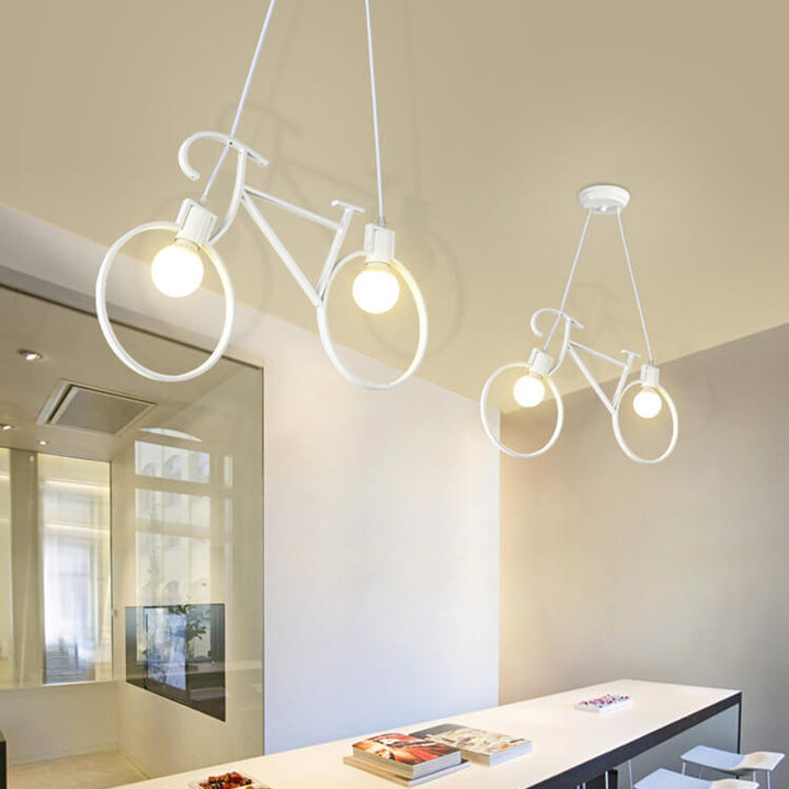 Contemporary Creative Bicycle Shape Iron 2-Light Kids Chandelier For Living Room &amp; Bedroom