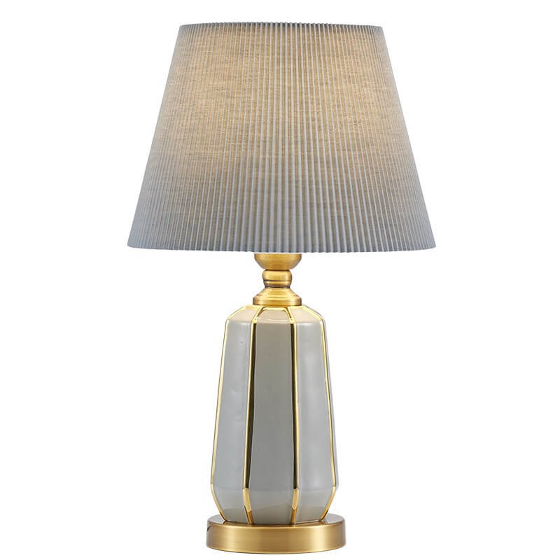 Lámpara de Mesa Moderna de Lujo Ligero Gris de Cerámica y Lino de 1 Luz 