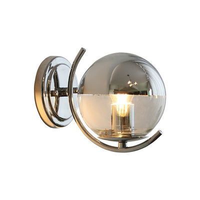 Moderne Einfachheit Silber Finish Rahmen Kugelglas Schatten 1-Licht Wandleuchte Lampe für Schlafzimmer 