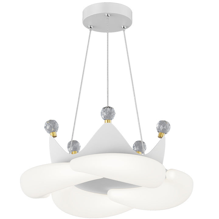 Lámpara colgante LED de sombra redonda PE con corona de cristal creativa contemporánea para dormitorio 