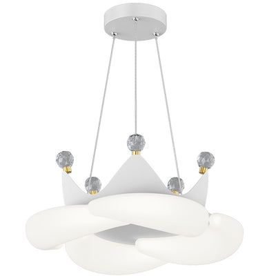 Lámpara colgante LED de sombra redonda PE con corona de cristal creativa contemporánea para dormitorio 