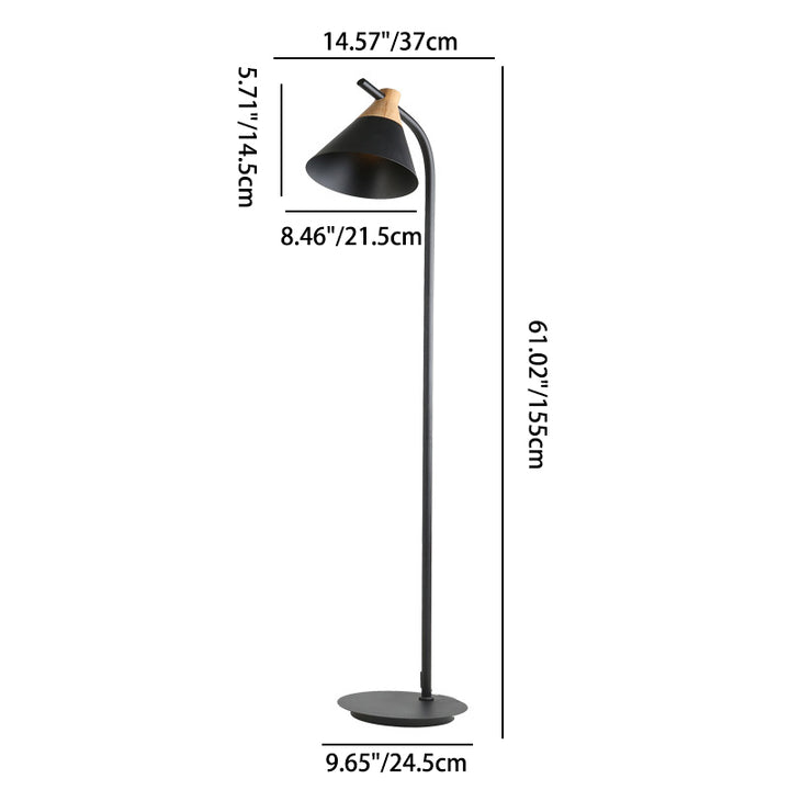 Lampadaire sur pied à 1 lumière avec abat-jour conique macaron créatif nordique 