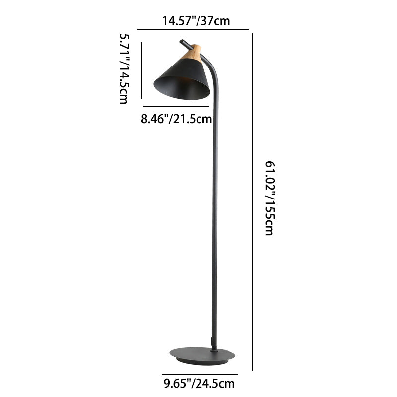 Lampadaire sur pied à 1 lumière avec abat-jour conique macaron créatif nordique 