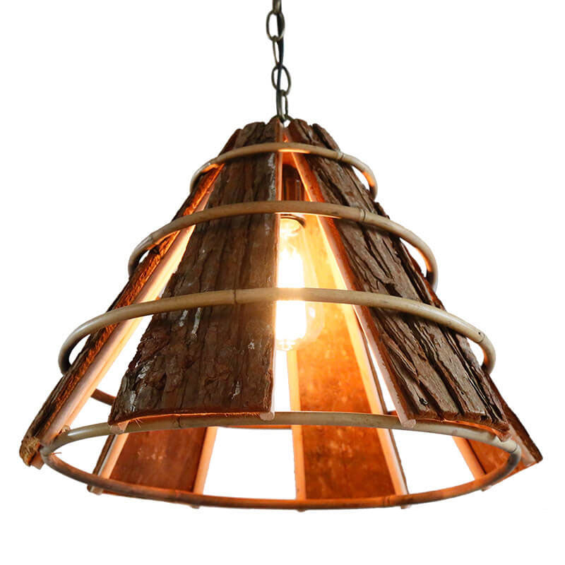Moderne kreative minimalistische Rattan Grobe Rinde Horn 1-Licht Pendelleuchte 