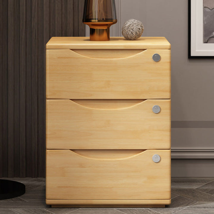 Mesita de noche tradicional japonesa rectangular cúbica de madera de caucho y metal con 2/3 cajones para el lado de la cama 