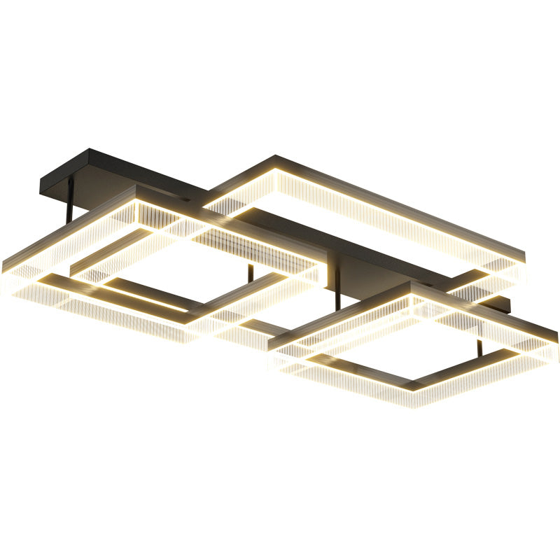 Moderne minimalistische Aluminium Eisen Acryl quadratische rechteckige LED Unterputz Deckenleuchte für Wohnzimmer 