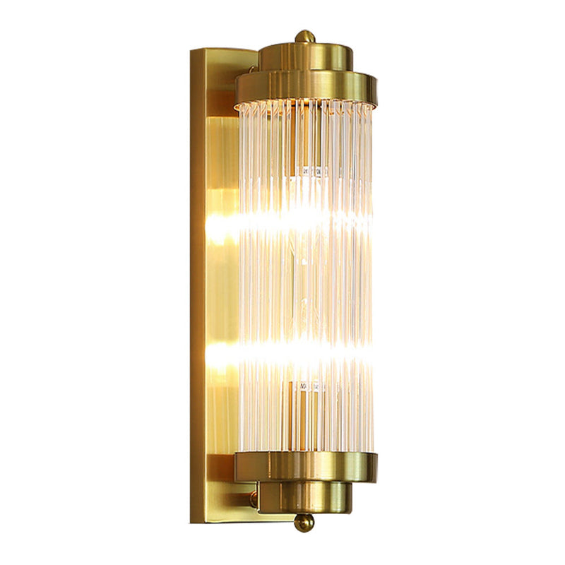 Cilindro de Vidrio de Hierro Tradicional Europeo Aplique de Pared de 2 Luces para Sala de Estar 
