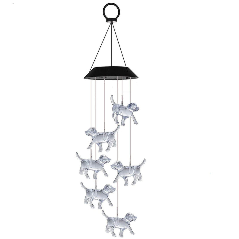 Modern Decorative Solar Colorful Wind Chime Puppy ABS Plastic LED Outdoor Landscape Lighting