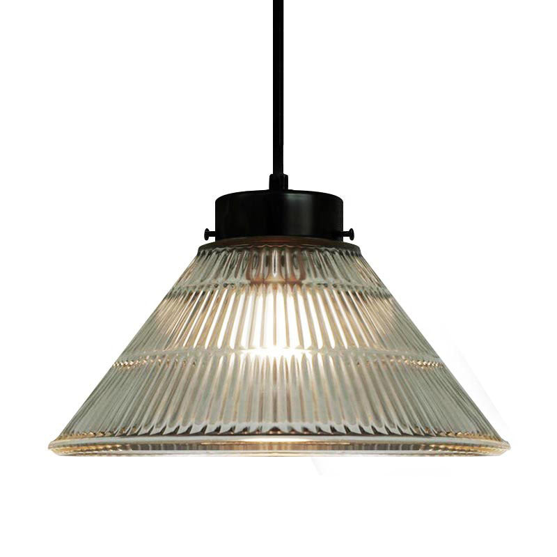 Vintage Industrial Frosted Glass Cone 1-Light Pendant Light