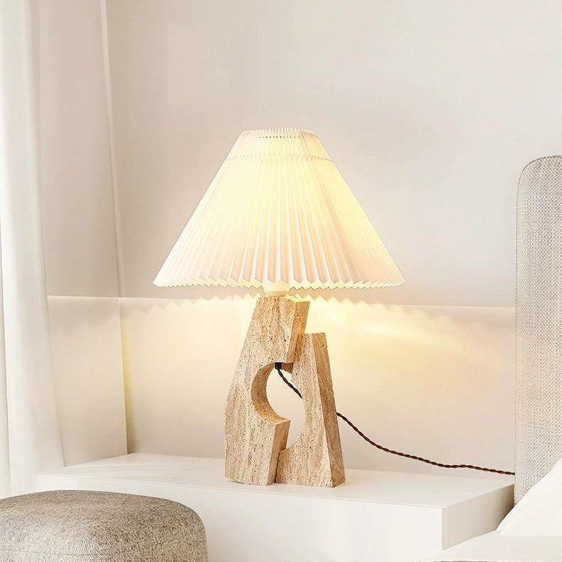Zeitgenössische kreative Kuppel Stein Stoff 1-Licht Tischlampe für das Studium 