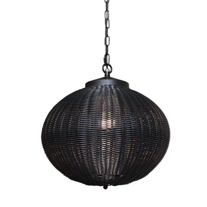 Traditionelle Vintage Runde Rattan Laterne Eisen 1-Licht Wasserdichte Outdoor Hängeleuchte Für Garten 