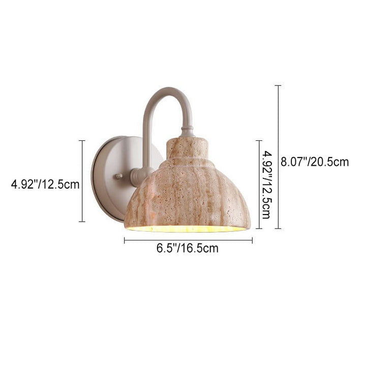 Japanischer minimalistischer gelber Travertin-Schalenform 1-Licht Wandleuchte 