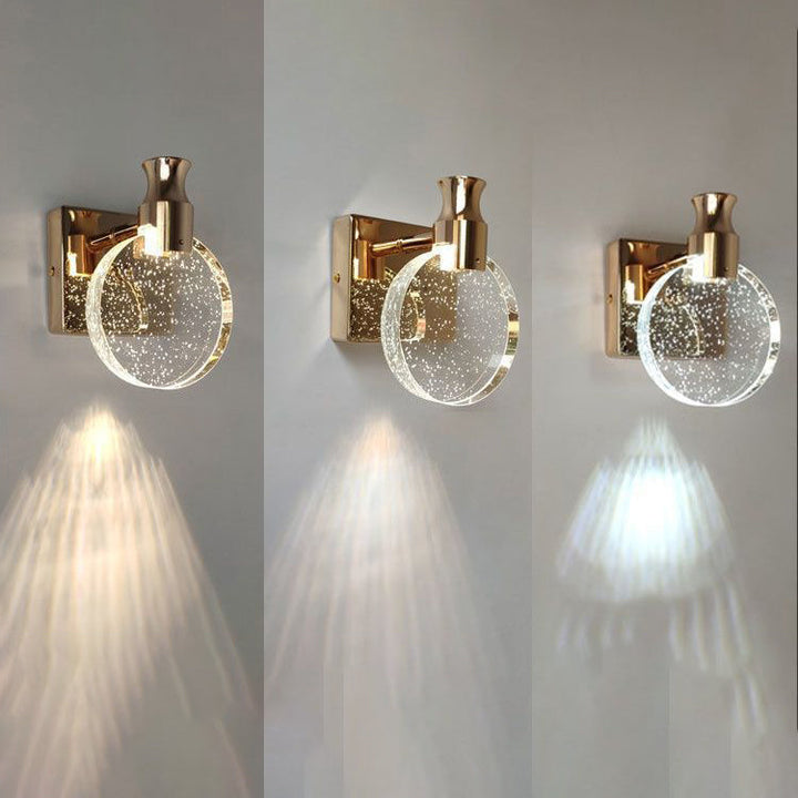 Moderne skandinavische Kristall Runde LED Wandleuchte Lampe für Nachttisch 