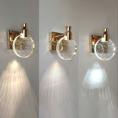 مصباح حائط LED دائري كريستالي اسكندنافي معاصر للجانب السرير 