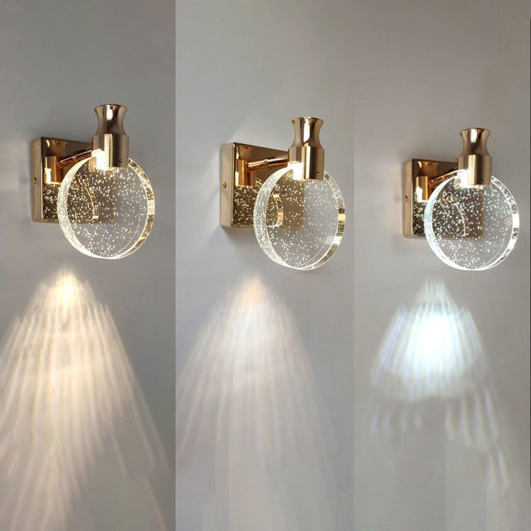 مصباح حائط LED دائري كريستالي اسكندنافي معاصر للجانب السرير 