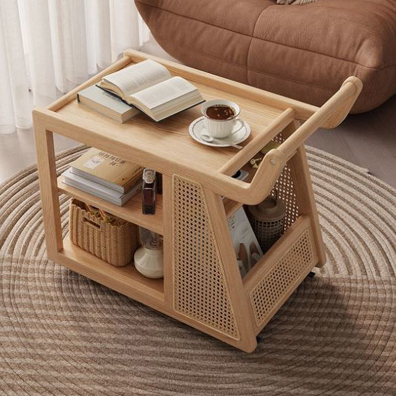 Zeitgenössischer Retro Massivholz Beweglicher Multifunktionaler Lagerung Beistelltisch 3-stufig Für Wohnzimmer 