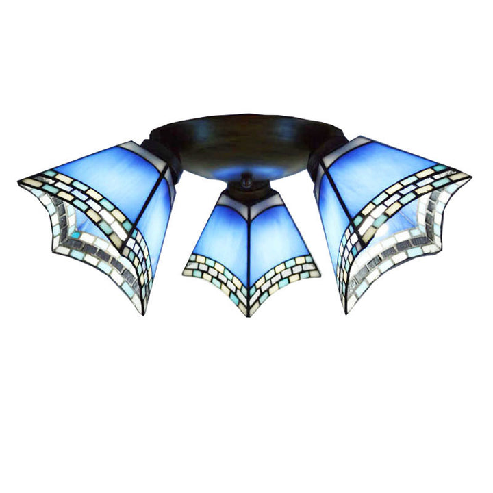 Éclairage semi-encastré à 3 lumières avec corne en verre teinté Tiffany Light Luxury 