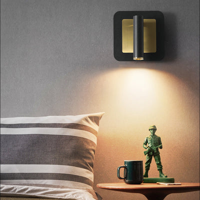 Lámpara Aplique de Pared LED de Metal Cilíndrico Cuadrado Redondo Giratorio Minimalista Moderna para Dormitorio 