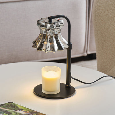 Moderne minimalistische florale Tischlampe mit rundem Sockel aus Eisenglas mit 1 Licht für die Aromatherapie mit schmelzendem Wachs für Schlafzimmer 