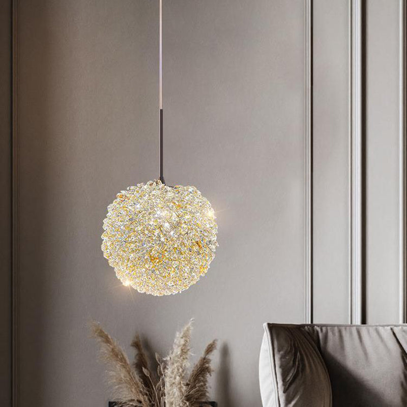Luminaire suspendu contemporain de luxe avec abat-jour en cristal de litchi pour salon 