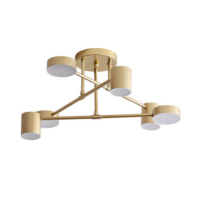 Zeitgenössische nordische Eisen Aluminium Acryl Runde Zylinder Zweig LED Semi-Flush Mount Deckenleuchte für Wohnzimmer 