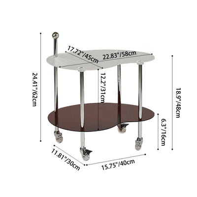 Table de bout contemporain en acrylique nuage nordique en acier inoxydable avec roue en cristal à 2 niveaux pour salon 
