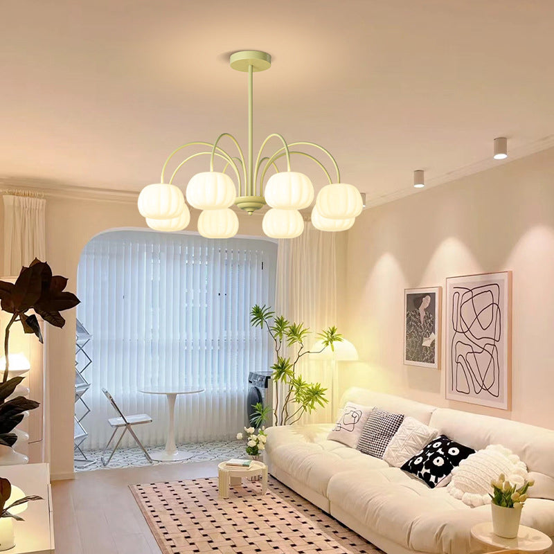 Tige courbée branche créative contemporaine citrouille PE fer lustre 5/6/8 lumières pour salon 