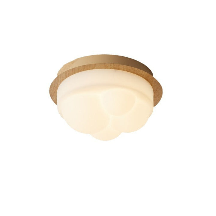 Luz de techo semiempotrada LED con pantalla de PE en forma de nube de grano de madera imitación hierro japonés tradicional para pasillo 