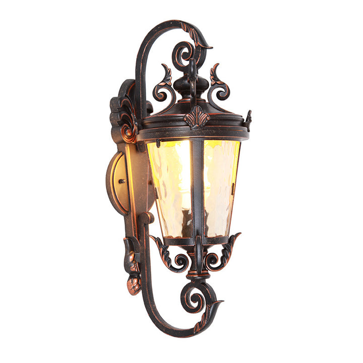 Lámpara de Aplique de Pared de Cilindro de Vidrio de Aluminio Impermeable Tradicional Europea de 1 Luz para Patio Exterior 